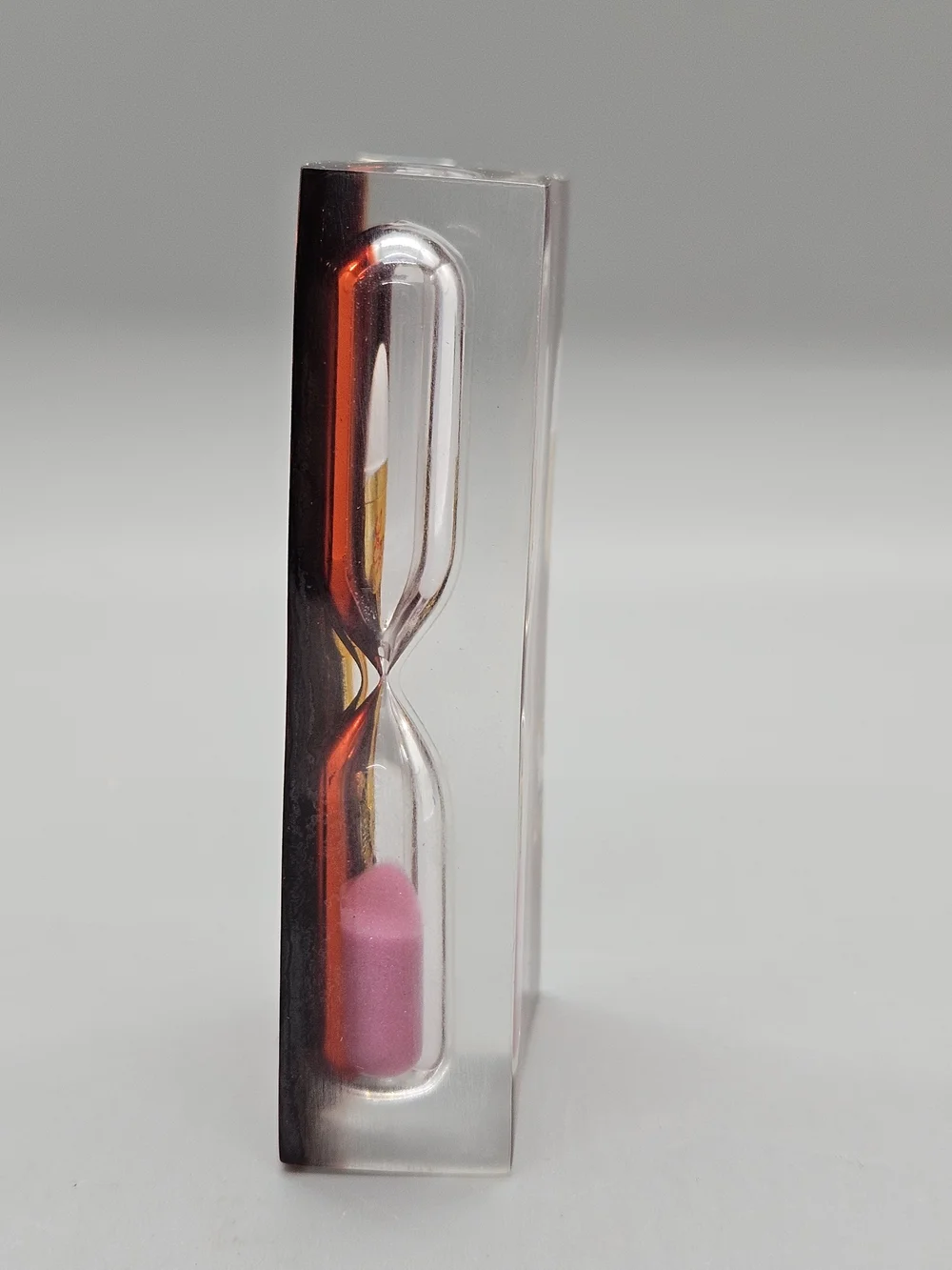 Vintage MCM Clear Red Acrylic Lucite 3 Min Egg Timer Hourglass Japan Boxed 3.5